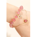 Bracelet de cuentas de suerte de cuarzo de fresa natural