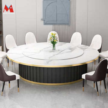 Modern Villa Light Luxury Marble Round Dining Table with Customizable Chair Combination