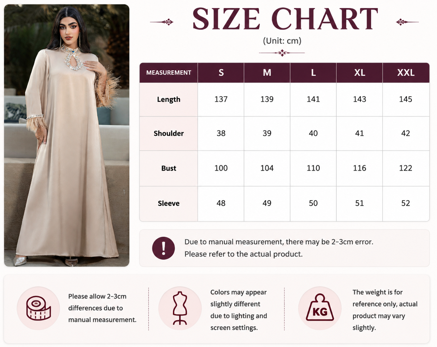 Feather Trim Satin Embellished Abaya Dress