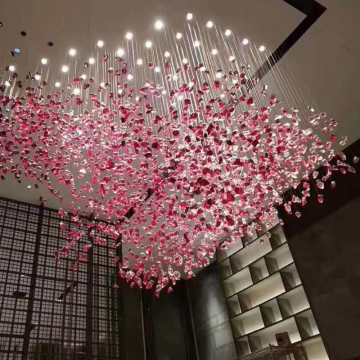 Modern Hotel Lobby Villa Decoration Custom Large LED Glass Chandelier