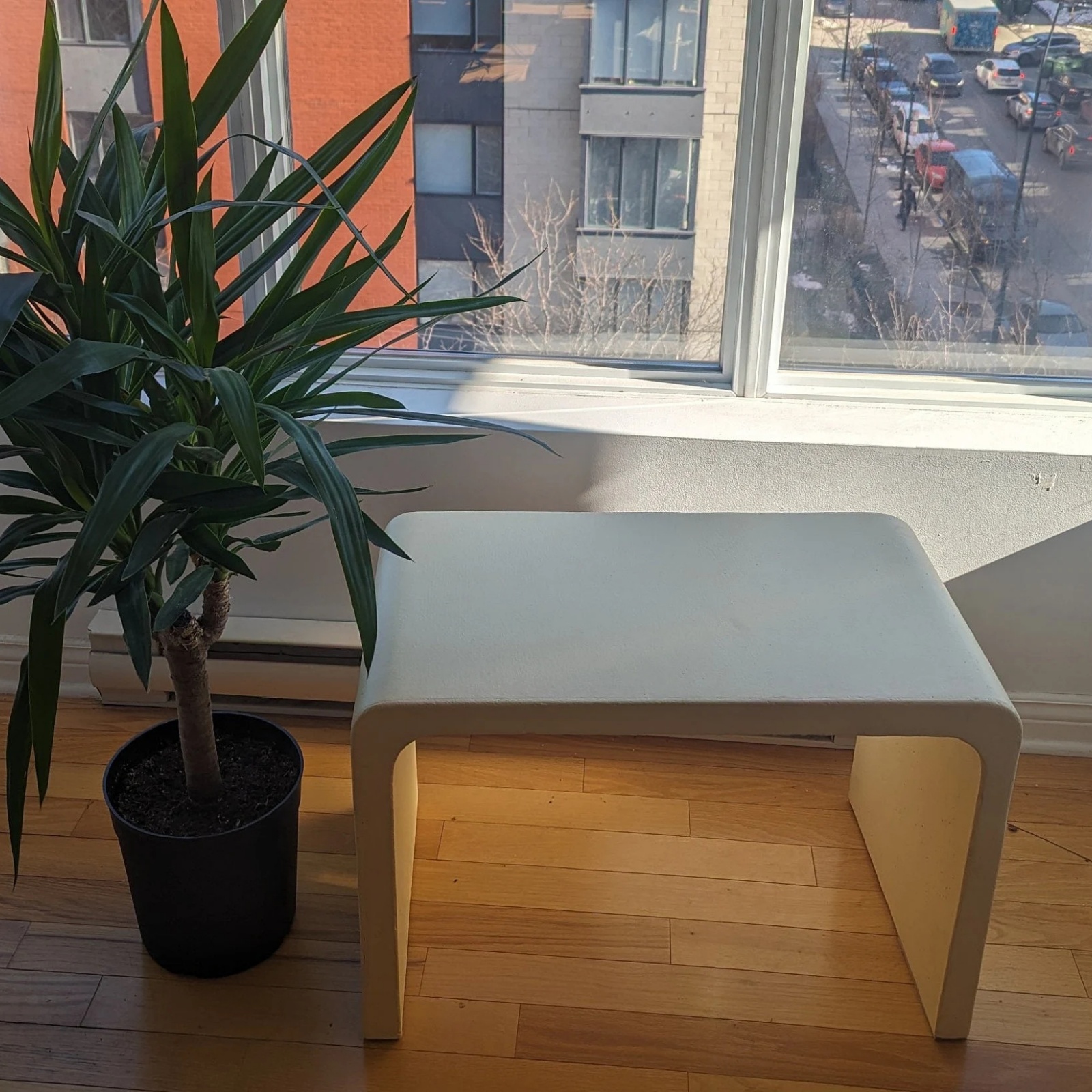 Pure White Elegant Minimalist Concrete Side Table