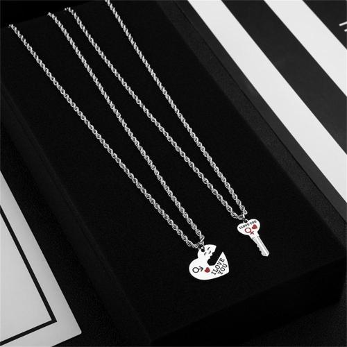 Couple a love key puzzle necklace