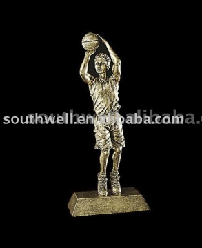 basketball trophy resin  in gold finish
