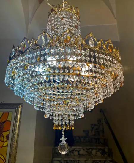 Large Empire Gold Crystal Chandelier Light
