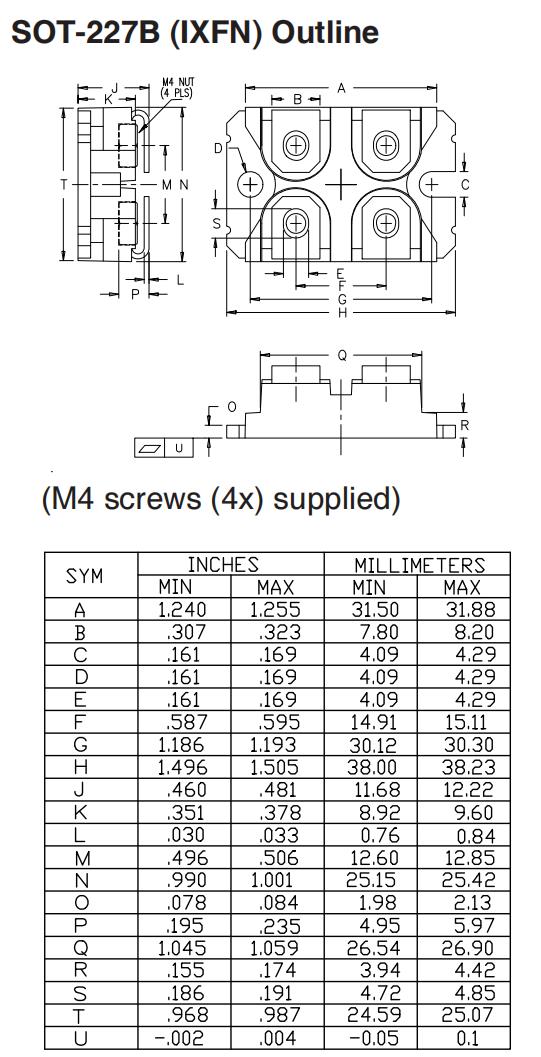 SOT-227B (IXFN) Outline