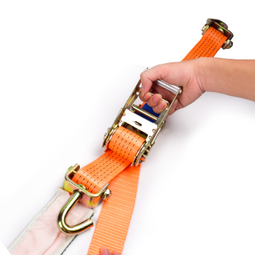 2" 5000kgs 50mm Straight Aluminum Handle Ratchet Buckle Car Tire Belt Straps With 2 Inch Swivel Hooks