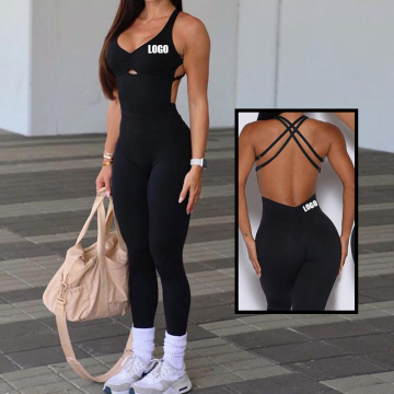 2024 Neue Yoga-Sets Fitness-Frauen-Verstellbares Rückenfreier einteiliger einteiliger Strampler für Training und Training