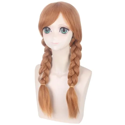 New Heat Resistant Double Braided Frozen 2 Princess Anna Synthetic Cosplay Wigs for Cosplay Lovers