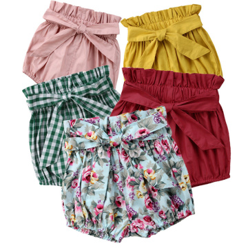 1-6Y Toddler Newborn Baby Little Girls Boys Shorts Summer Casual Elastic High Waist Bow Plaid Floral Print PP Pants