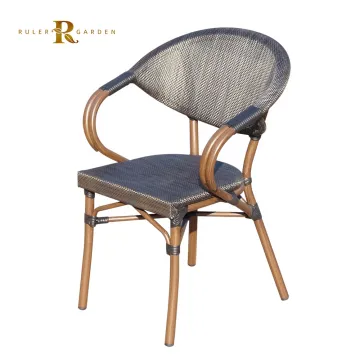 Wholesale Indoor Outdoor Garden Aluminum Bamboo Look Teslin Bistro Coffee Chair