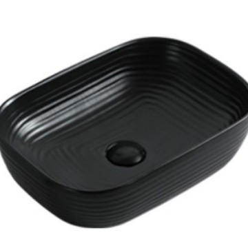 Nordic Black Rectangular Ceramic Wash Basin with Single Hole Faucet Mount
