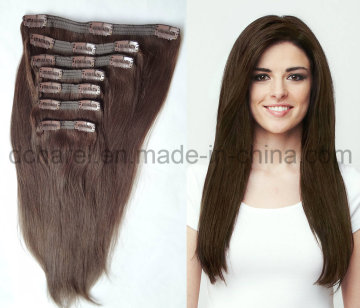 100% Human Remy Hair Clip in Hair Chocolate Brown Color #4