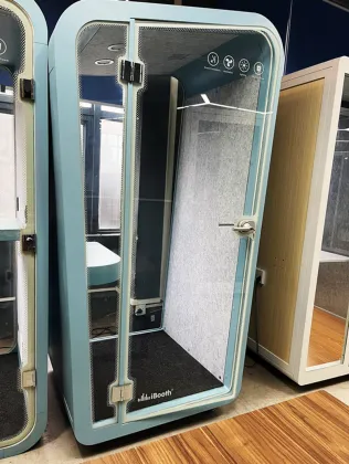 blue phone pod recording security office booth