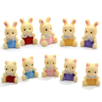 New 3D Animal Rabbit Resin Figurine Fairy Garden Toys Regalo per portachiavi Decorazione artistica Artigianato artificiale Ornamento per la casa