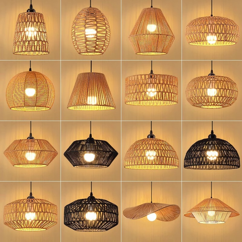 Weaving rope lampshade pendant light (12)