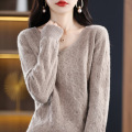 Korean version V-neck solid color knit jumper