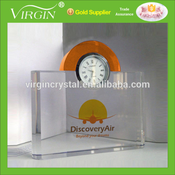 New design customized blank crystal award block with clock on top