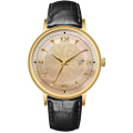 Montre en cuir en quartz masculin avec fenêtre de date