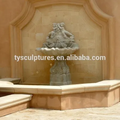 Outside stone oriental rustic garden lion head hanging wall fountain