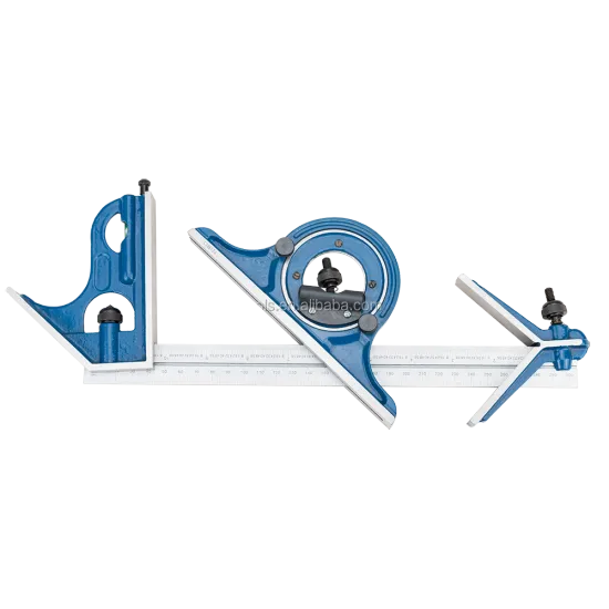 DASQUA 300mm Stainless Steel Tri-Square Set - Right Angle Ruler for Industrial Tools