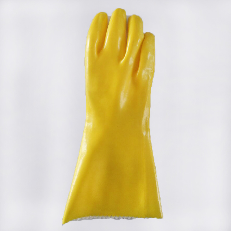 Yellow dipping flannelette gloves 35cm