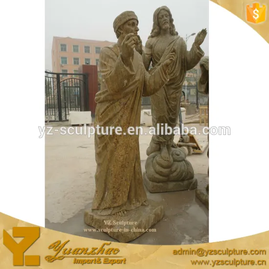 yellow marble religious sculpture of man for garden decoration