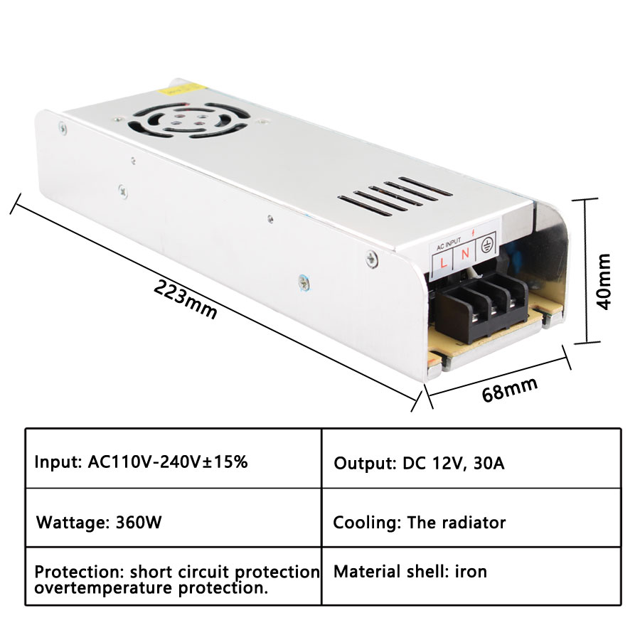 220V To 12V Power Supply 3A 5A 10A 15A 30A 220V To 12V Power Supply 12 V 120W 150W 180W 200W 240W 360W LED Driver Transformers