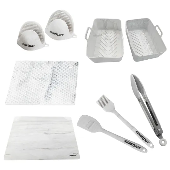 New Design Granite Double Air Fryer Accessory Set: 9-Piece Silicone Liner and Pot Collection