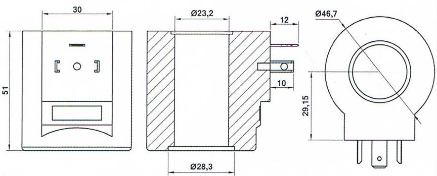 Overall dimension of AC220V Yuken Dsg-03 Hydraulic Valve Coil