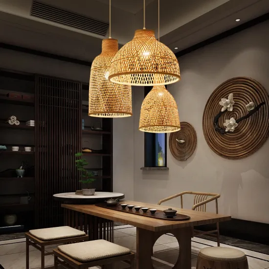 Handcrafted Bamboo and Rattan Chandelier Lighting for Living Rooms