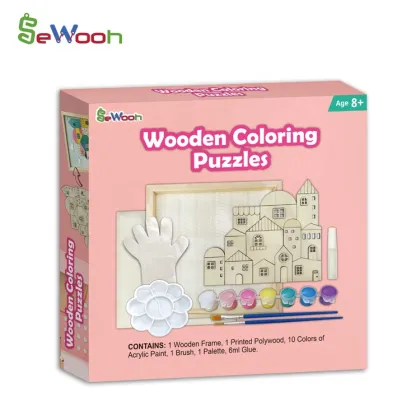 Wooden Coloring Puzzles - DIY Craft Puzzle Toys for Kids