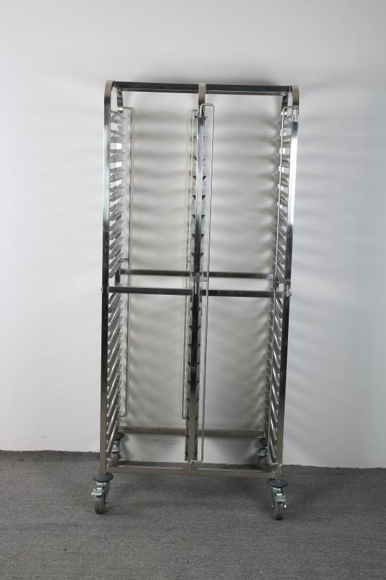 Durable stainless steel double-line tray trolley