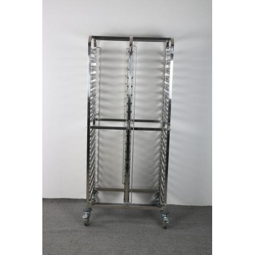 Durable stainless steel double-line tray trolley