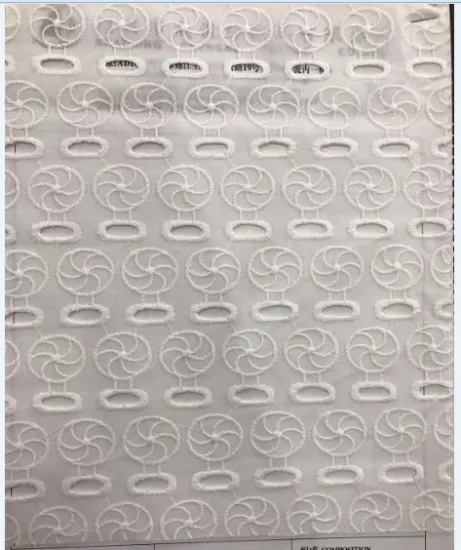 White Windmill Cotton Embroider Fabric