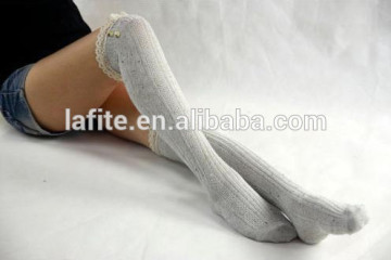 Top knee high good quality button lace sexy girls with white socks