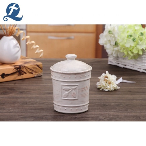 Ceramic Candle jar Round Stoneware Airtight Coffee Canister