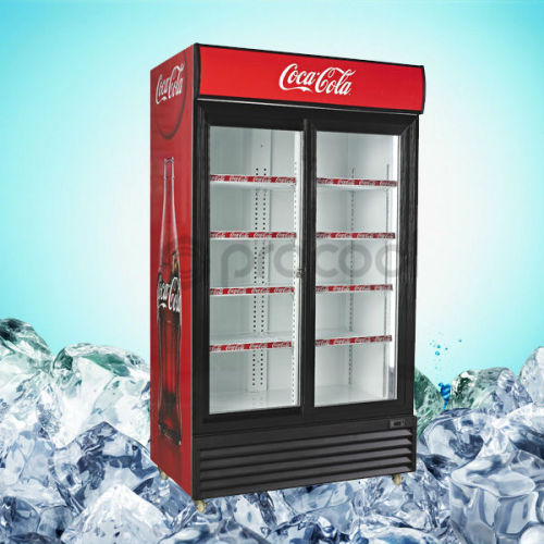 Commercial Refrigerator 1000l Double Sliding Door Beverage Showcase, High Quality Commercial