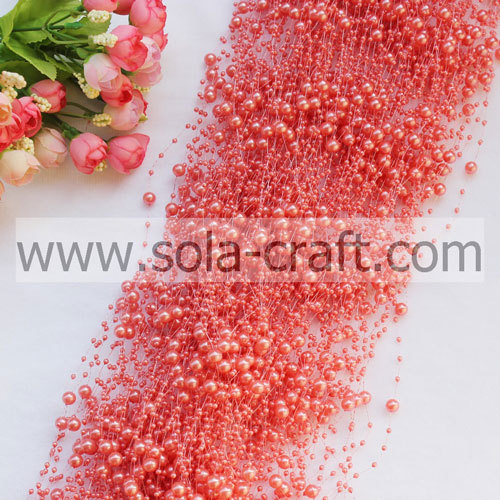 Grinalda de pérolas de acrílico rosa de carne 3 + 8 MM para decoração