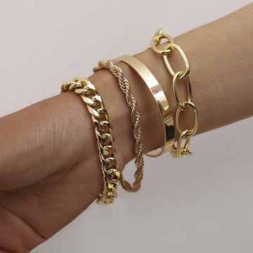 ชุดสร้อยข้อมือเครื่องประดับโซ่ทองคุณภาพสูง - BR -0274 Wholesale