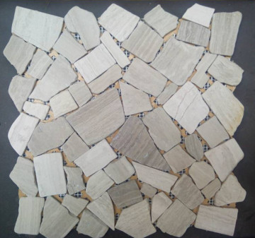 Irregular Wooden White/Grey Marble Mosaic Tile for Wall, White Wood Marble Mosaic