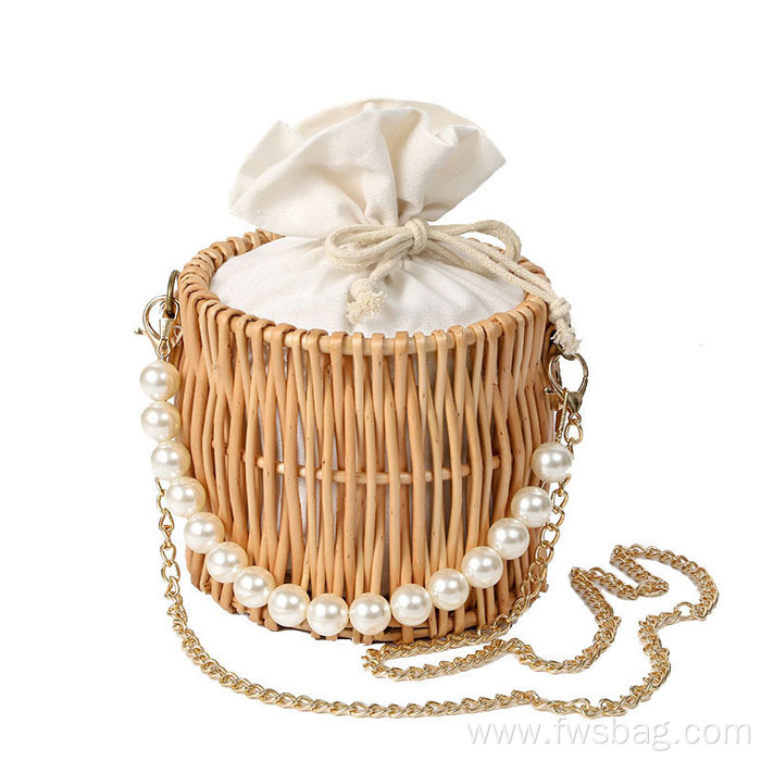 straw handbags for women pearl cross body hang bag bucket bags women handbag summer bags