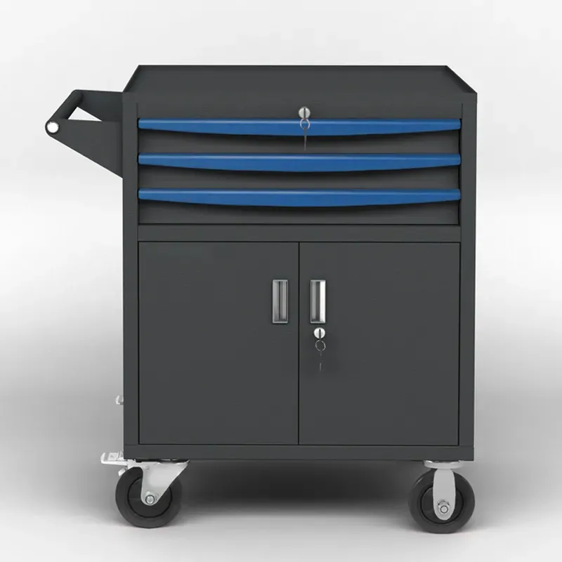 High-Capacity Storage Cabinet with 3 Drawers and Rolling Wheels