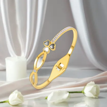 Gold Color Stainless Steel Star Moon Diamond Bangle Bracelet Jewelry