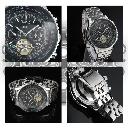 Steampunk Skeleton Tourbillon Automatic Watch Silver , Stainless Steel Watch