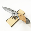 Couteau de poche en bois à ressort à ouverture assistée