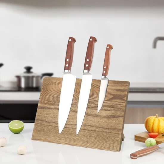 Natural Wood Knife Holder: Super Adsorption Force, Large Capacity, Multi-Function Magnetic Kitchen Organizer