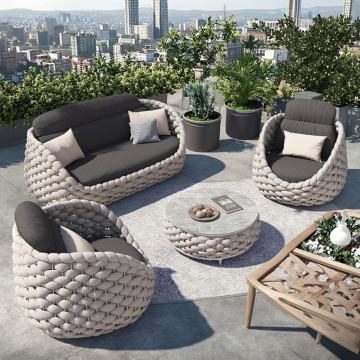 Tessuto Teslin intrecciato moderno divano da giardino esterno impermeabile per appartamenti e officine