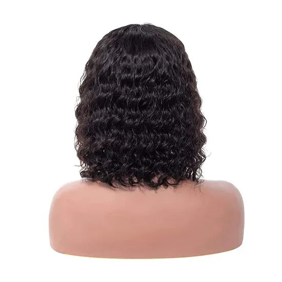 Deep Curly Wave Short Bob Wig Raw Brazilian Virgin Human Hair HD Transparent Lace Front Wigs For Black Women Human Hair Bob Wigs