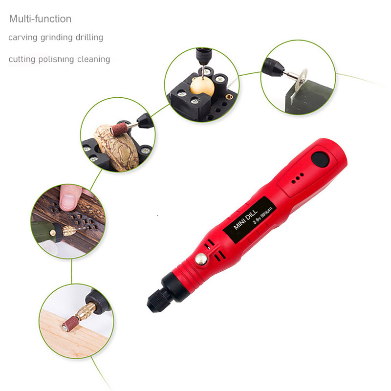 Cordless Mini Electric Drill Power Tools 3.6V Rechargeable Grinder Grinding Accessories Set 3Speed Engraving Pen For Dremel
