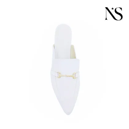 Timeless White Leather Mules